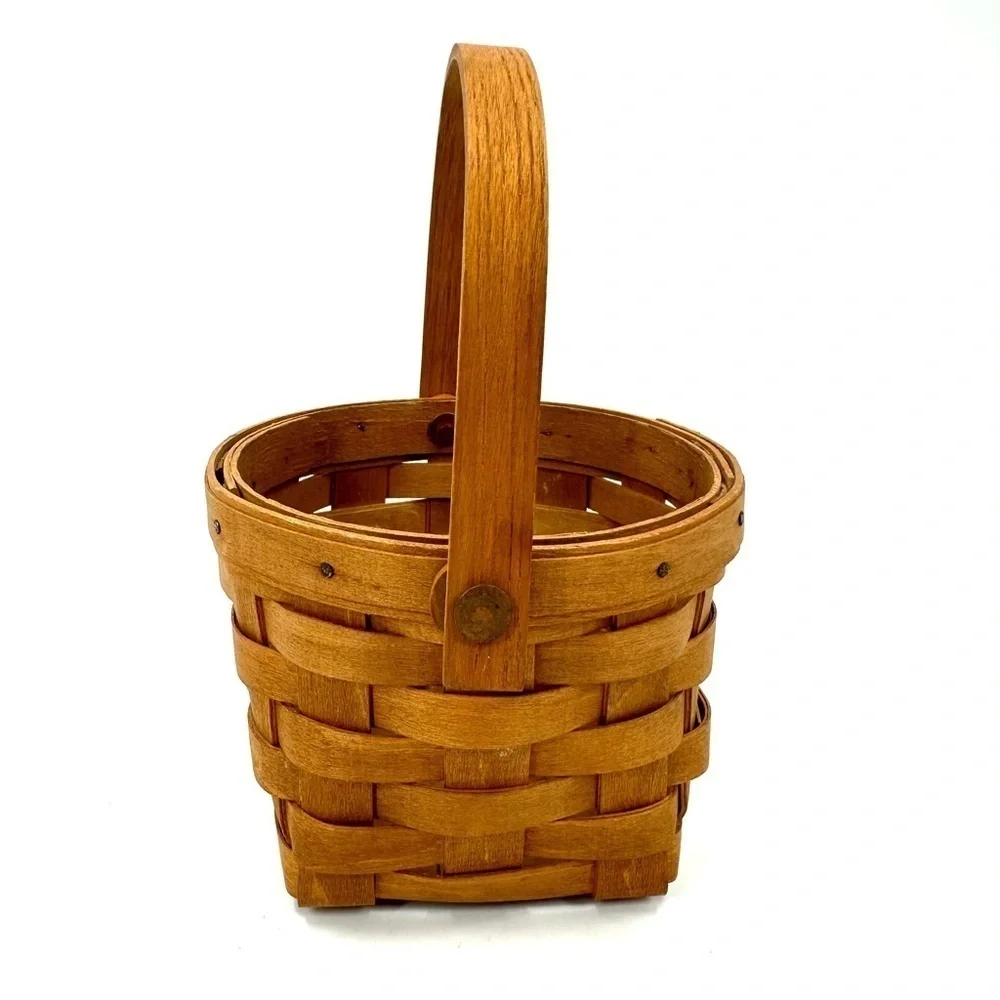 Vtg Longaberger 1988 Measuring Basket Round Swing Handle Square Bottom USA PJF